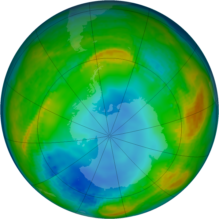 Antarctic ozone map for 15 July 2002